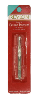 NEW Revlon Square Tip Deluxe Tweezers Superior Quality Easy Grip 2530-11