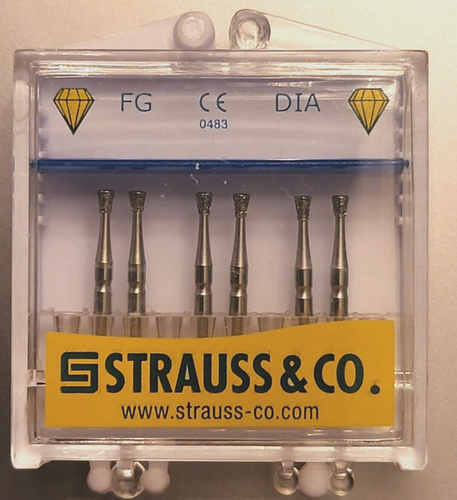 Strauss Diamond Instruments Strauss Dental Diamond Burs 6/pk 805/016M Inverted Cone Medium Made in ...