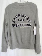 Spiritual Gangster Gray Happiness Over Everything Terry Lined Sweatshirt XS NWT