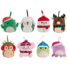 Squishmallows 4" Mini Ornaments Plush Toy Set, Pack of 8