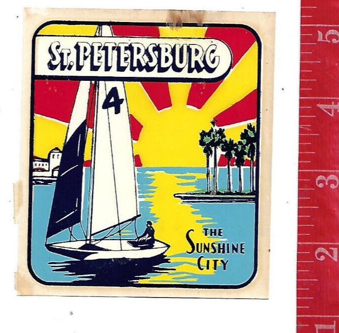 original Vintage water transfer decal St. Petersburg Florida Mfg