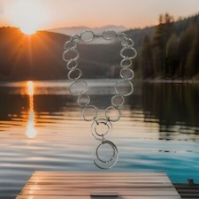 New Sterling Silver .25 CTW RD Diamond Circle Link 18" Necklace  NWT