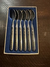 Hardanger Syvplett Pewter Spoons From Norway (6)