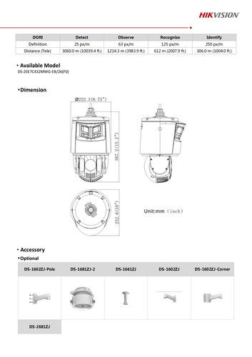 Hikvision DS-2SE7C432MWG-EB/26(F0) 6+4MP 32x PTZ Auto-Tracking Panoramic Camera - Picture 7 of 9
