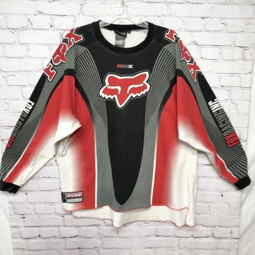 Vtg Fox Racing BMX Motocross Red Black Motorbike Long Sleeve Jersey Shirt Sz XXL - Picture 1 of 11