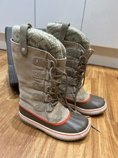 Sorel Joan of Arc Knit Fossil Winter Snow Boots Size 3.5 UK