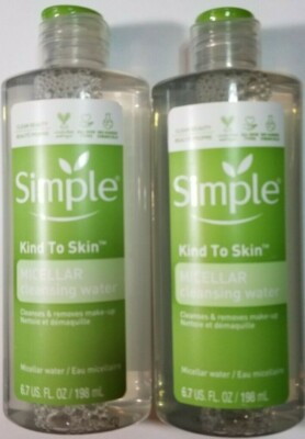 Simple Cleansing Micellar Water Cleanser & Makeup Remover 6.7 Oz 2 Qty Brand New