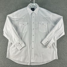 VINTAGE Wrangler Shirt Mens Size XXL White Pearl Snap Western Long Sleeve Cowboy