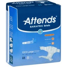 Attends DermaDry Bariatric Brief 3X-LARGE 70''- 90'' - Pack of 8