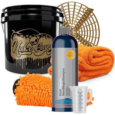 Wasch Eimer Set Auto + KochChemie NanoMagic Shampoo + Messbecher + Microfasern