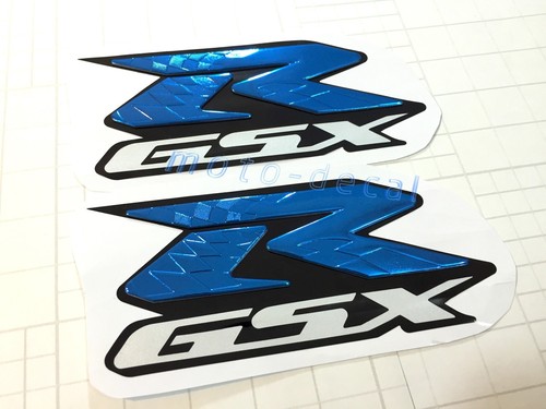 Raised 3D Chrome Emblem Decals For GSXR 1000 750 600 Fairing Blue Sticker Bling - Picture 2 of 2