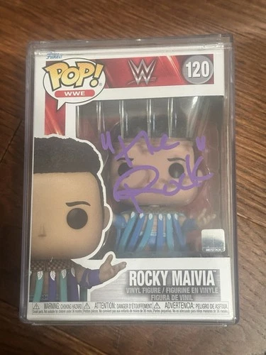 WWE ROCKY MAIVIA ‘The Rock’ AUTOGRAPHED W/PROTECTOR FUNKO POP #120 COA HOLOGRAM