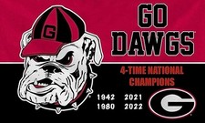 (2) Georgia Bulldogs 4X National Champs Vinyl Stickers 5x3 Go Dawgs Car Decals