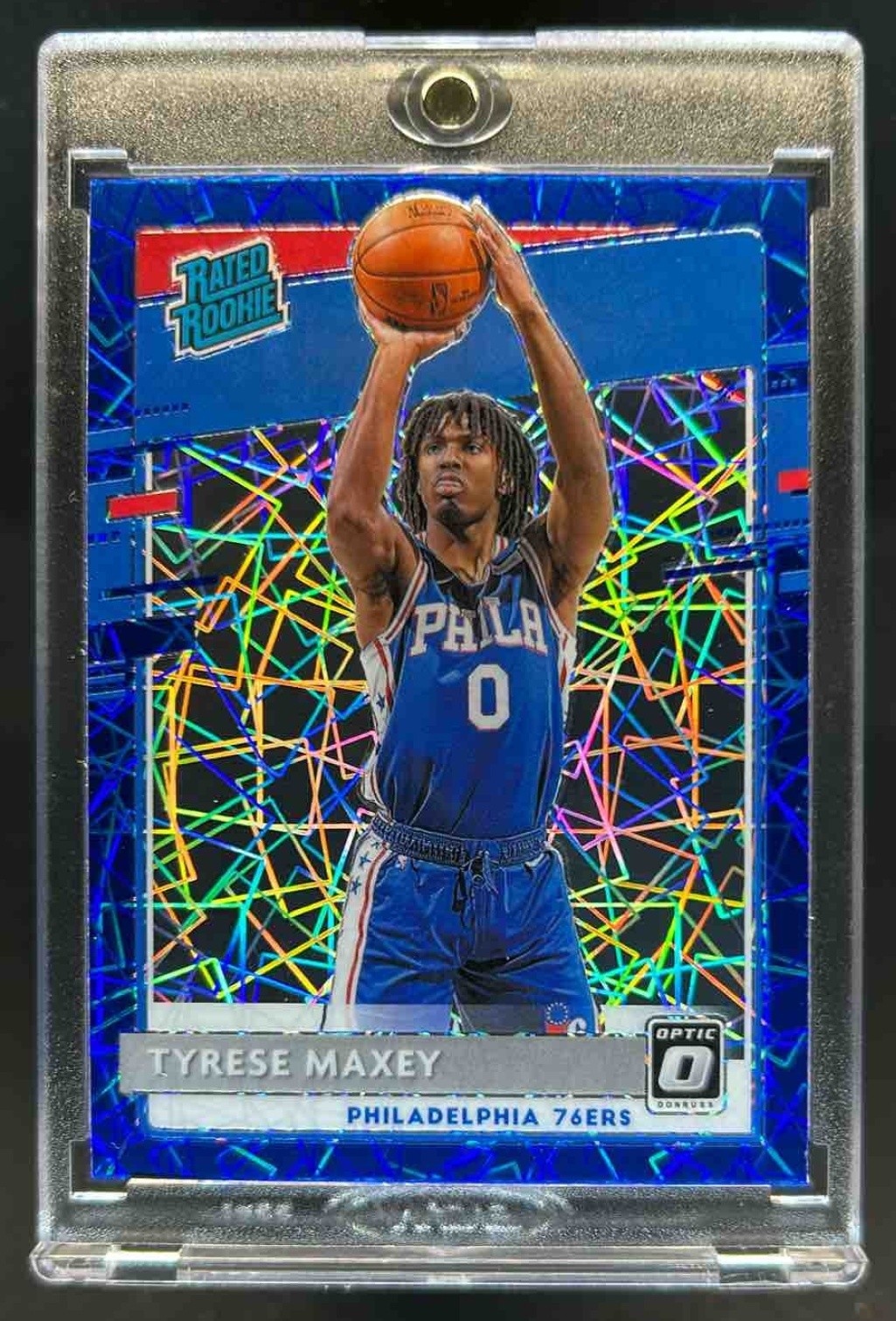 2020-21 Panini Donruss Optic Tyrese Maxey Blue Velocity Rookie RC #171 76ers