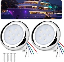 RGBW Marine LED Boat Lights Stainless Steel Cabin Deck Lamps 2 Pack 12V