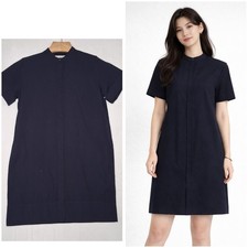 EVERLANE Womens Shirt Dress Size 8 Navy Blue 100% Cotton Button-Up Short Sleeves