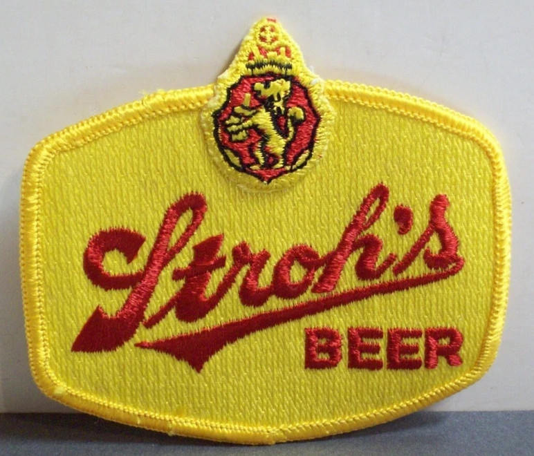 Vintage Stroh's Beer Patch Embroidered Brewery Advertising Detroit MI Sew On NOS