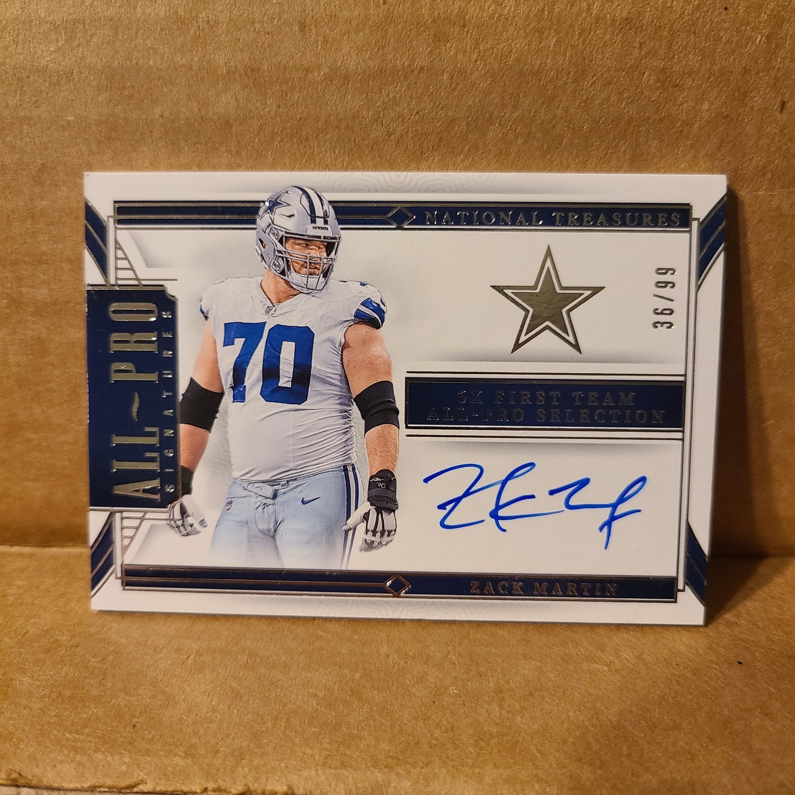 Panini 2023 National Treasures Zack Martin All-Pro Signatures Auto APS-ZMA 36/99 view 2