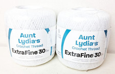 Aunt Lydia's Extra Fine Size 30 Crochet Thread White Shade Lot 2 Skeins 500 yd