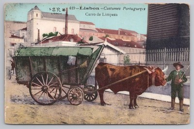 Lissabon Kostüme Portuguezes Carro de Limpeza Ochsenwagen Abfallwagen SR