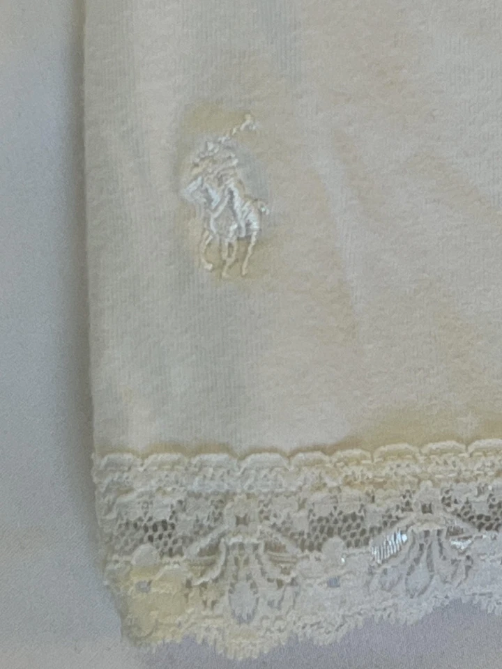 Vintage Ralph Lauren Lace Camisole Tank Womens M White Jersey Adjustable Strap - Image 3 of 4