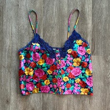 Vintage Victoria's Secret Gold Label Lace Trim Floral Cami Tank Y2K Medium