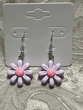 Purple FLOWER EARRINGS Silver Dangle Earrings, Floral Fashion Festival