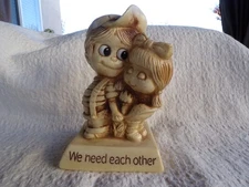 Vintage 1970 Russ Berrie & Co WE NEED EACH OTHER Boy & Girl Figurine Statue