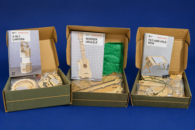 KiwiCo Eureka Crate Lot of 3 2-in-1 Lantern Tilt Fold Desk Wooden Ukulele (M)