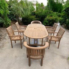 *UPDATED STYLE* Brand New Teak Garden Table And 6 Chairs Outdoor patio furniture