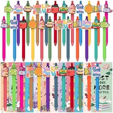 48 Pcs Book Lover Gifts Bookish Club Ballpoint Pens with Bookmark Funny Pens