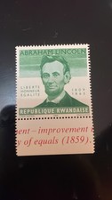 Timbre République Rwandaise Abraham Lincoln 1809-1865 1965 valeur absente 