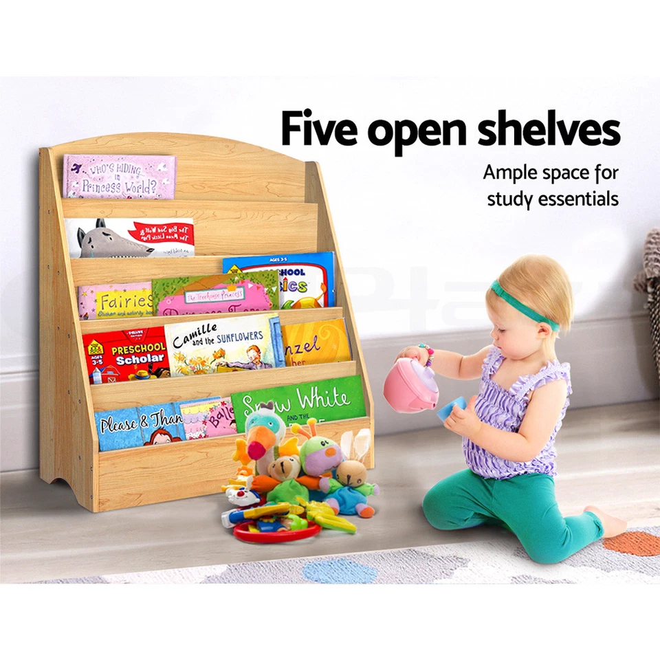 Keezi 5 Tiers Kids Bookshelf Magazine Shelf Rack Organiser Bookcase Display - image 4 of 4