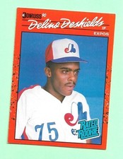 (1) DELINO DESHIELDS  1990 DONRUSS # 42 EXPOS RATED  ROOKIE   CARD (N6266). rookie card picture