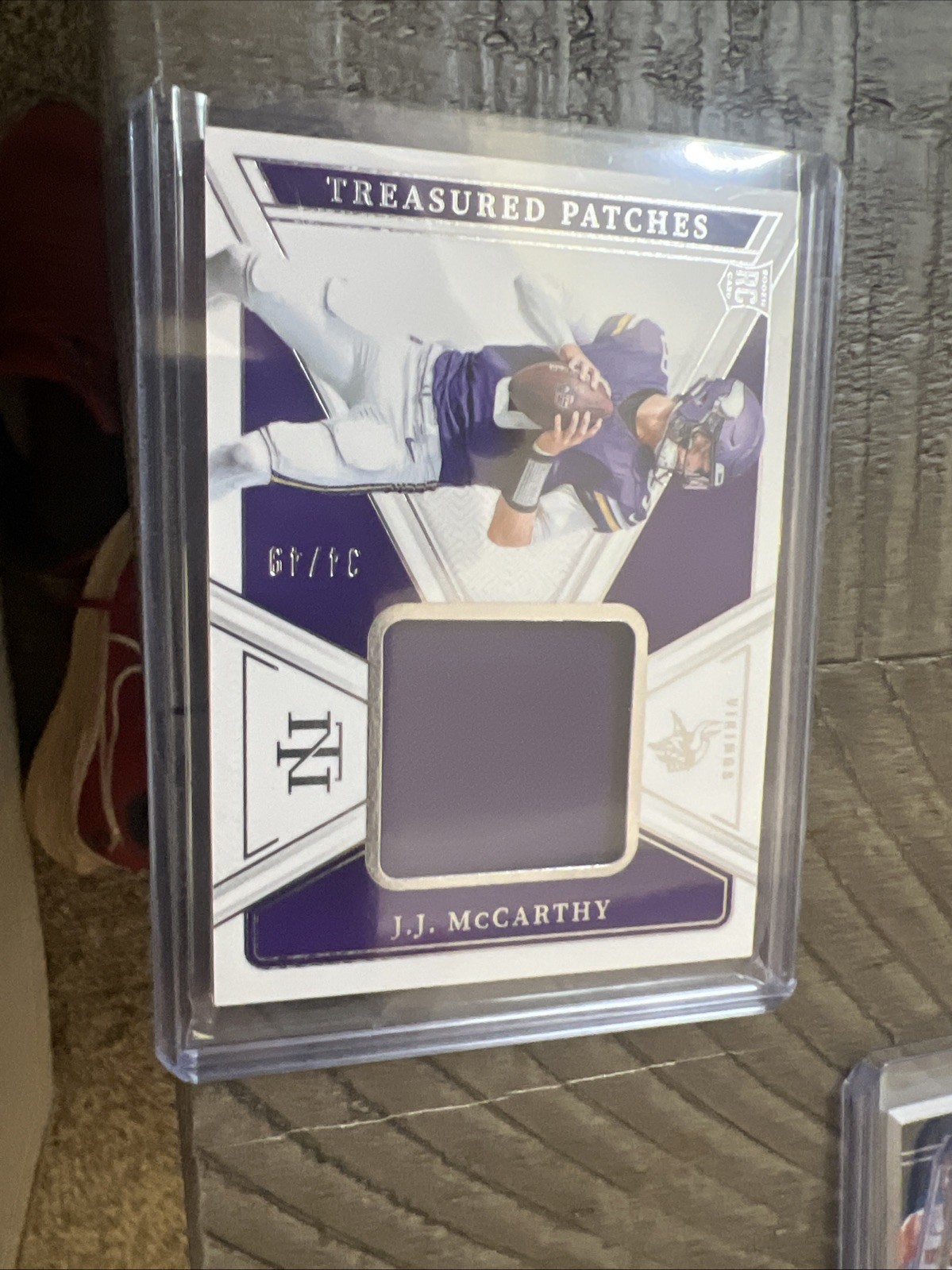 JJ McCarthy 2024 National Treasures Treasured Patches RC #34/49 Vikings