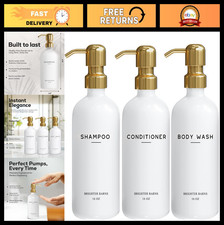 Luxury Shampoo  Conditioner Dispenser Set - White  Gold Bathroom Accessories,