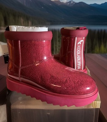 KOOLABURRA BY UGG/ KOOLA CLEAR MINI BERRY RED WATERPROOF/ WOMAN S SIZE 6 BOOTS