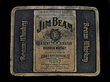 TH07102 COOL VINTAGE 1970s  JIM BEAM WHISKEY  BOOZE ADVERTISEMENT BELT BUCKLE