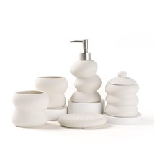 Bathroom Accessory Set 5PCS, Ceramic Bathroom Accessories Set, Irregular Shap...