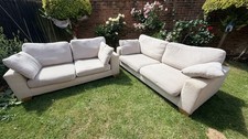 Matching Cream 3 Seater Sofa and 2 Seater Sofa. Oak Furniture Land. Good Cond