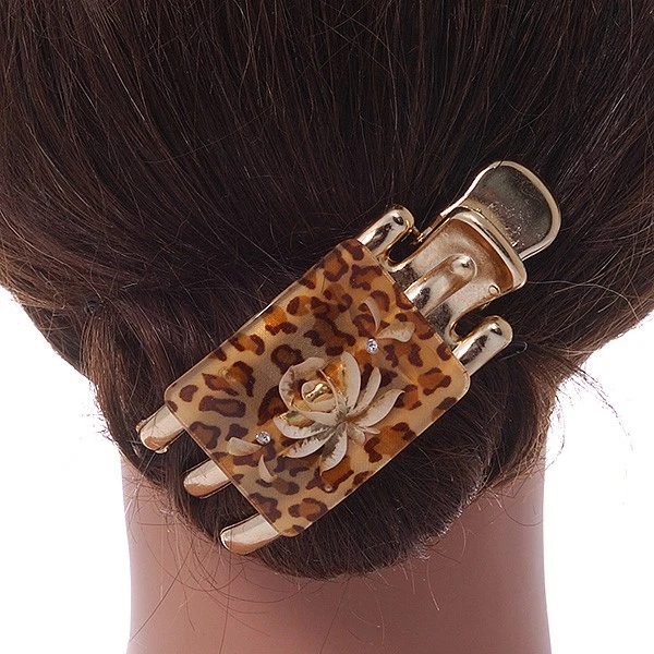 Garra/abrazadera acrílica con estampado animal tono dorado - 70 mm de largo Foto 3 de 4