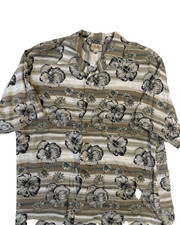 Vintage 90s Linguine Bing Shirt Mens LG Floral Hawaiian Button Up BOHO Hong Kong