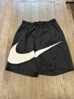 Nike Dri-FIT Shorts Mens L Black Mesh 10 Inch Big Swoosh Athletic Gym Training