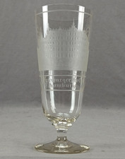 Antique German Engraved Hamburger Hof in Hamburg Flint Ale Glass C. 1883-1890s
