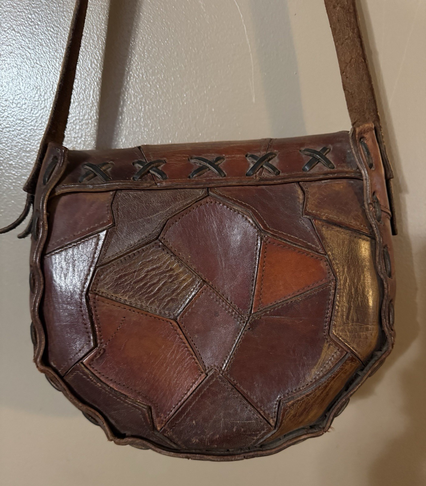 Handcrafted Patchwork Shoulder Bag Purse Genuine … - image 7