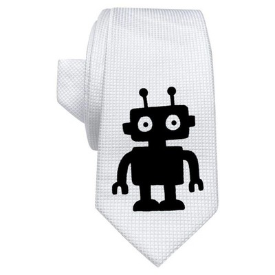 Weiße Krawatte ''Süße minimalistische Roboter-Silhouette'' mit Geschenkbox (AT00032319)
