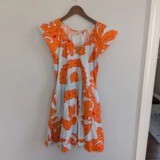 NEW Women's Maude Vivante Chloe Dress Small Blue Orange