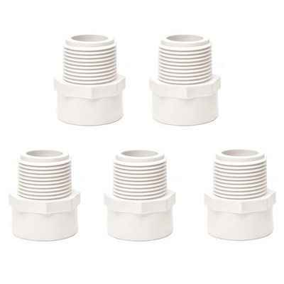 5pcs 1.25Inch White 2-Way PVC Male Threaded Adapter Adaptador Macho Fittings ...
