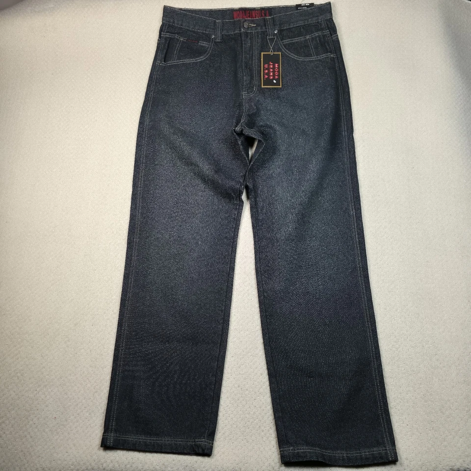 NWT Vintage MODA Jeans USA Baggy Fit Mens 38x34 Dark Wash Hip Hop Skater Y2K - Image 2 of 4