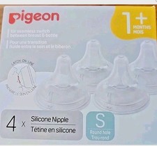 Pigeon Silicone Nipple Natural Feel 1 Months 4 Count SEALED.B8